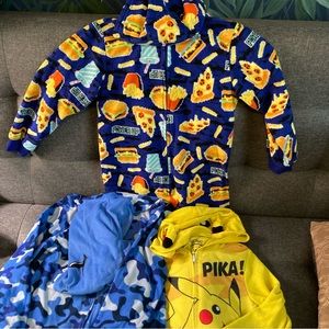 3 flannel/fleece onesies. Medium boys.
